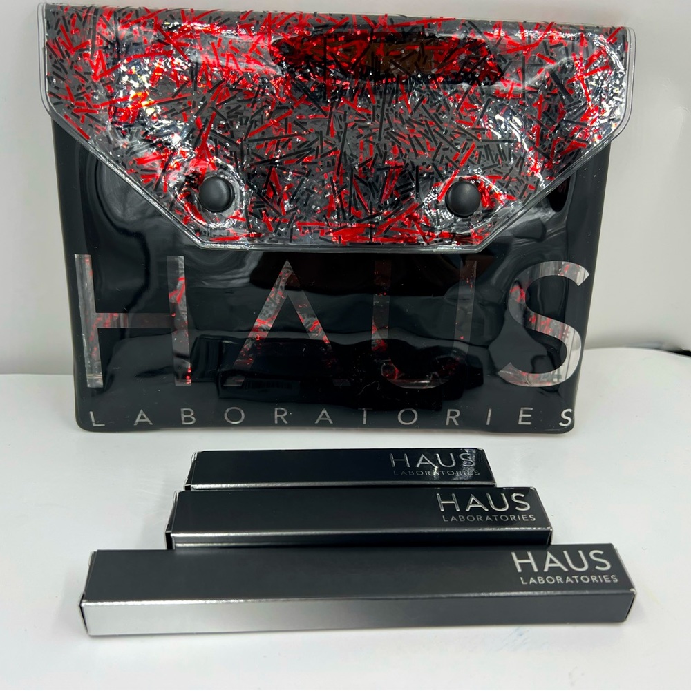 Haus laboratories makeup bag with makeup